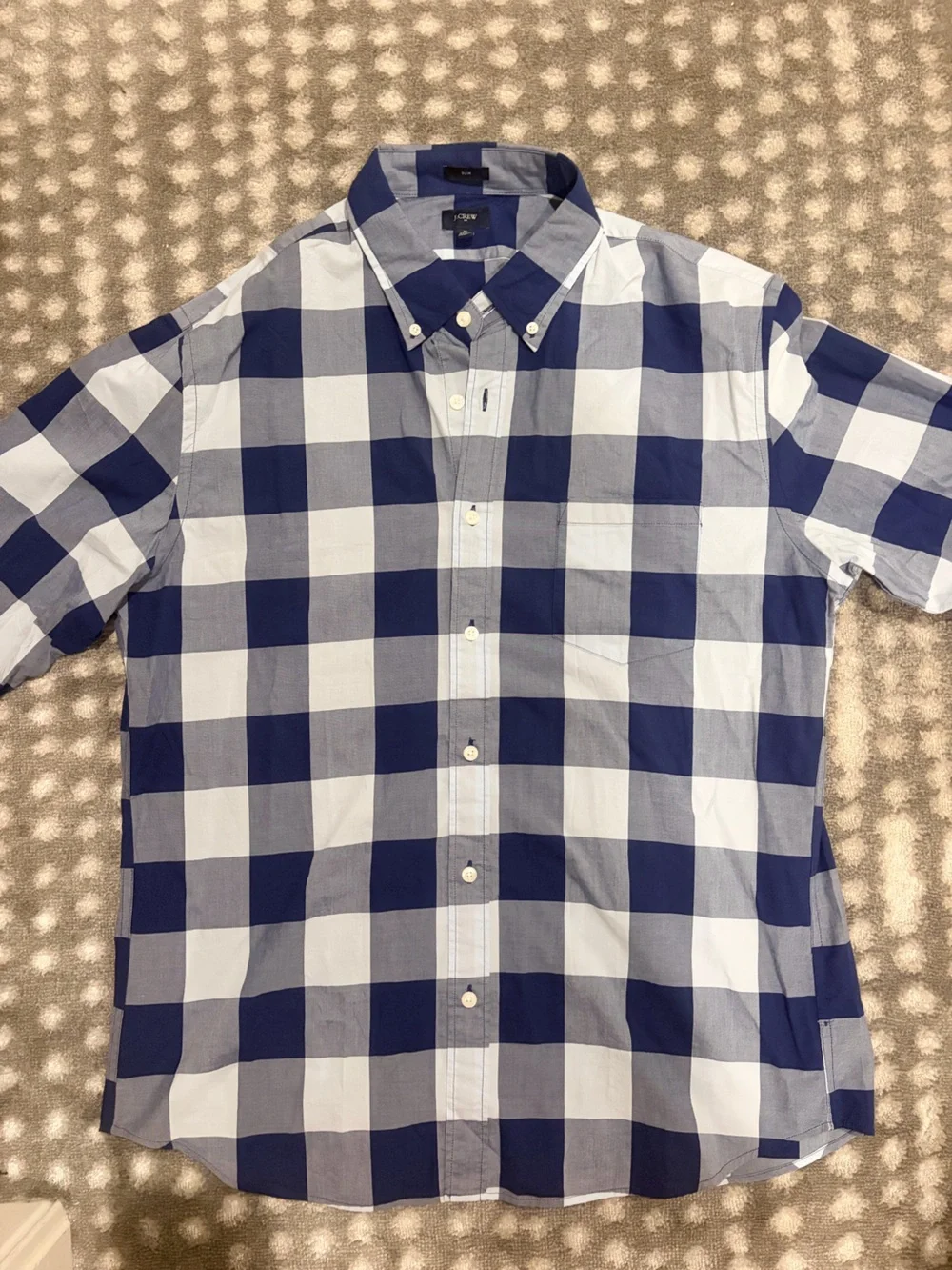 J. Crew Navy and White Large Check Button-Down Shirt